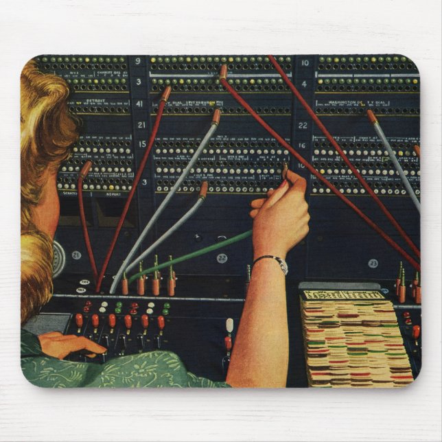 Telephone Switchboard Operator, Vintage Business Mouse Pad (Front)
