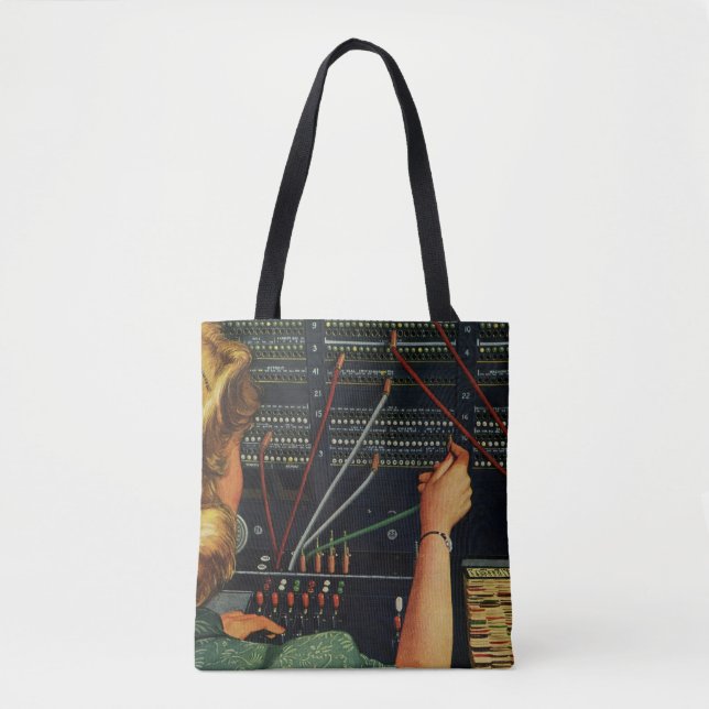 Telephone Switchboard Operator, Vintage Business Tote Bag (Front)