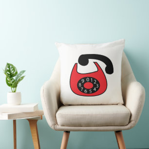 Telephone Vintage Classic Black Red Throw Pillow