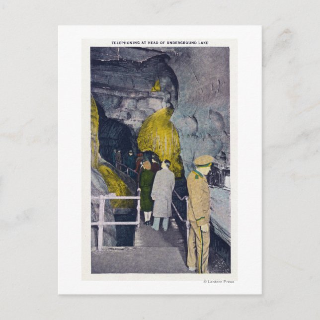 Telephoning at Head of Underground Lake Postcard (Front)