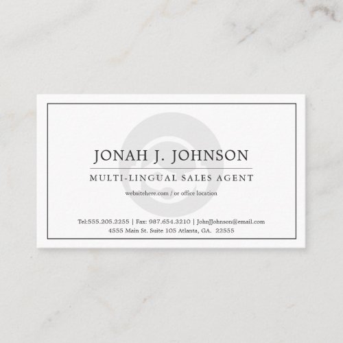 Telesales Agent + Tech Support | Minimal Style BW Business Card