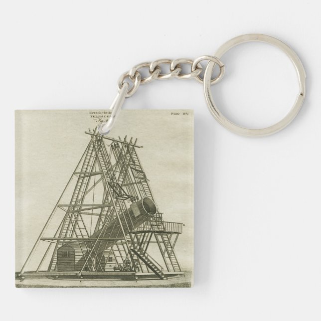 Telescope Antique SCIENCE EQUIPMENT 18TH CENTURY Keychain (Back)
