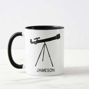 Telescope Graphic Black and White Personalized Mug