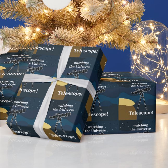 Telescope Night Sky Astronomy Stargazer Birthday Wrapping Paper (Holidays)