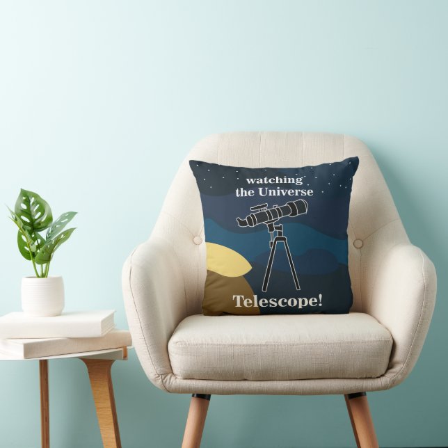 Telescope Night Sky Astronomy Stargazer Throw Pillow (Chair)