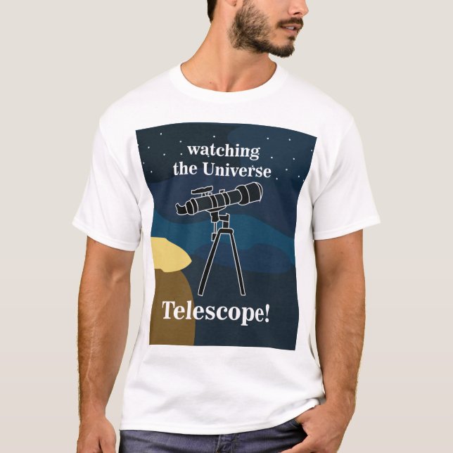 Telescope Night Sky Astronomy Stargazing Hobby T-Shirt (Front)