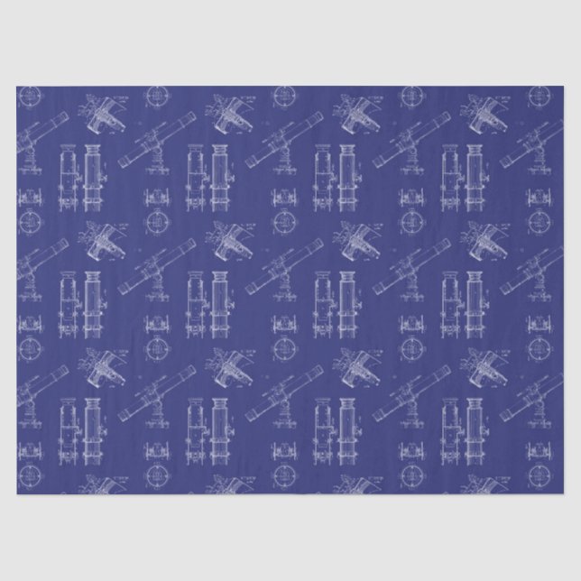 Telescope Schematics Tissue Paper in Blue (Front)