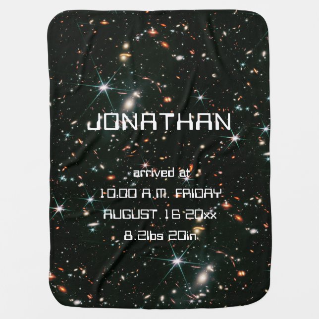 Telescope Space Galaxies Stars Name Birth Stats Baby Blanket (Front)