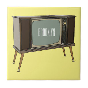 Television cartoon illustration ceramic tile
