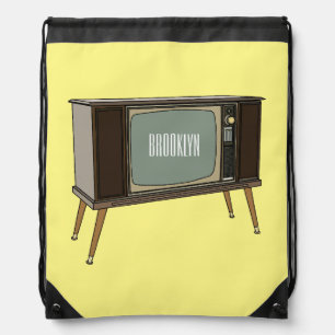 Television cartoon illustration drawstring bag
