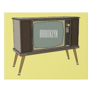 Television cartoon illustration faux canvas print