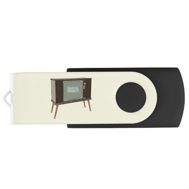 Television cartoon illustration flash drive (Back)