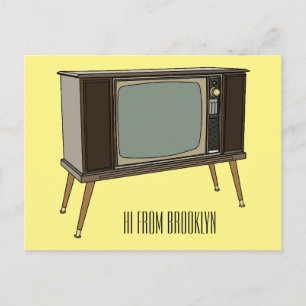 Television cartoon illustration postcard