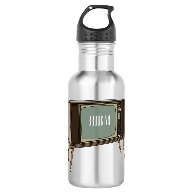 Television cartoon illustration stainless steel water bottle (Front)