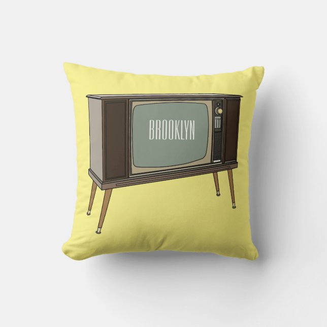 Television cartoon illustration throw pillow (Front)