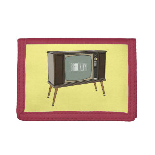 Television cartoon illustration tri-fold wallet