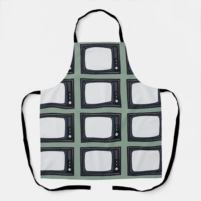 Television Old Classic Retro TV Pattern Apron (Front)