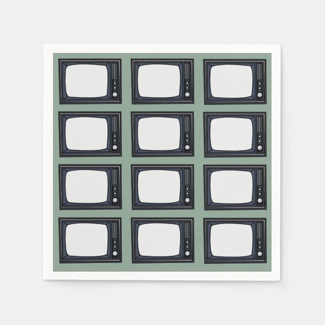 Television Old Classic Retro TV Pattern Party Napkins (Front)