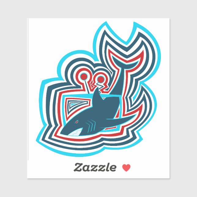 Television Shark Graphic Ripples Sticker (Sheet)