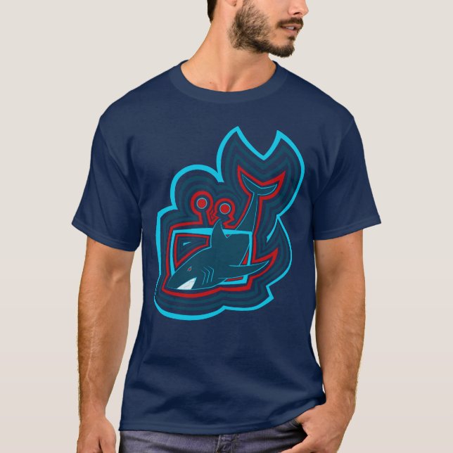 Television Shark Graphic Ripples T-Shirt (Front)