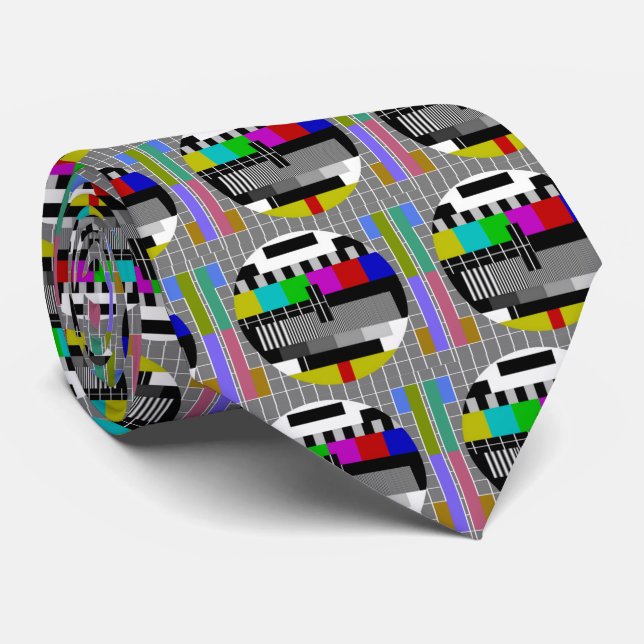 Television Test Card Closedown Pattern Neck Tie (Rolled)