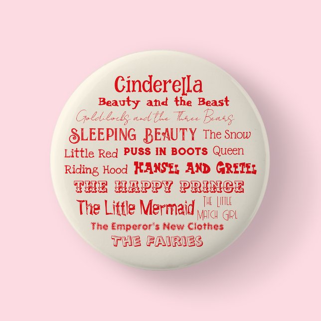 Tell a Fairy Tale Day Badge/ Button (Cream Fairy Tale Badge/Button)