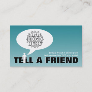 tell a friend referral comic card