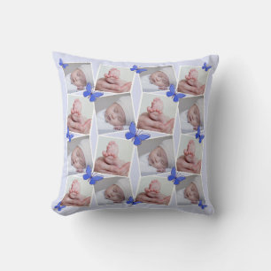 Tell a Story in 16 Images Purple Blue Butterflies Throw Pillow