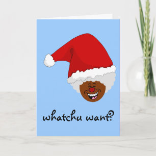 Tell Black Santa What You Want for Christmas Holiday Card