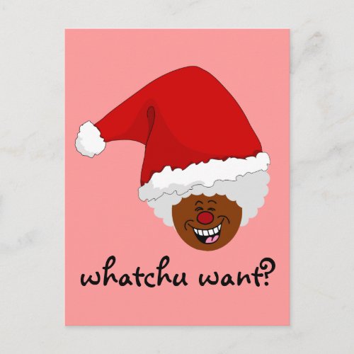 Tell Black Santa What You Want for Christmas Holiday Postcard