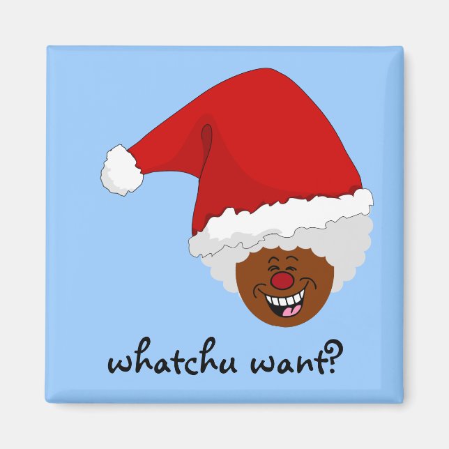 Tell Black Santa What You Want for Christmas Magnet (Front)