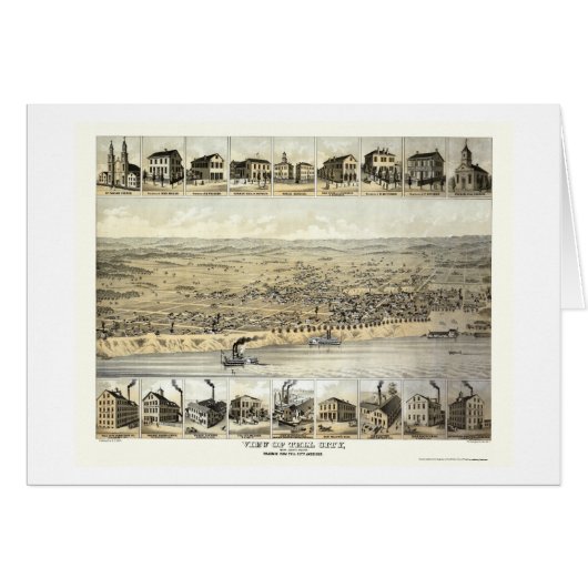 Tell City, IN Panoramic Map - 1870's Cards (Front Horizontal)