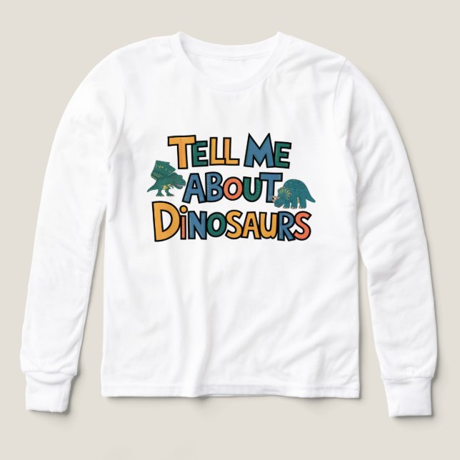 Tell Me About Dinosaurs - Fun Dinosaur Lover  Tri-Blend Shirts (Design Front)
