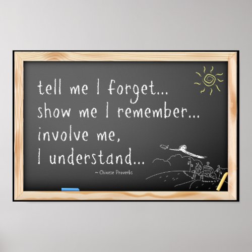 Tell me I forget quote  Chinese Proverb Poster