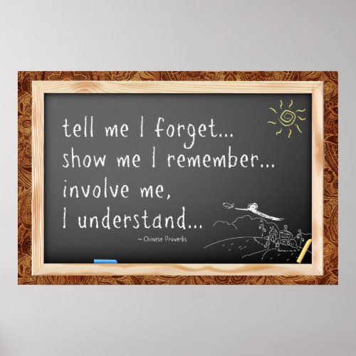 Tell me I forget quote  Chinese Proverb Poster