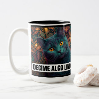 Tell Me Something Nice Funny Cat Mug - High Contra