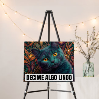 Tell Me Something Nice Neon Pop Art Cat Wall Decor Foam Board