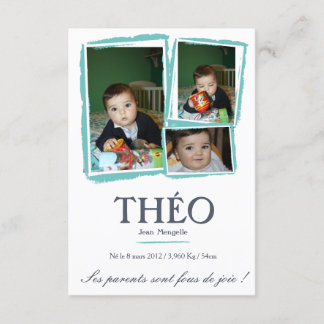 Tell of birth Boy - Fusain Announcement