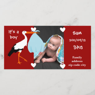 Tell of birth Cigogne It's a boy Announcement