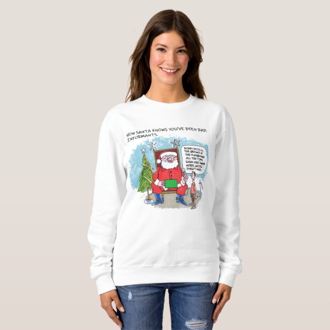 Tell Santa women white sweatshirt (Front Full)