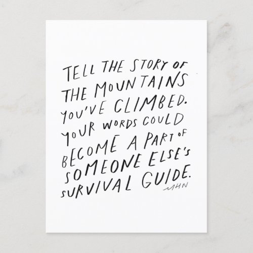 Tell your story _ inspirational quote writer gift postcard
