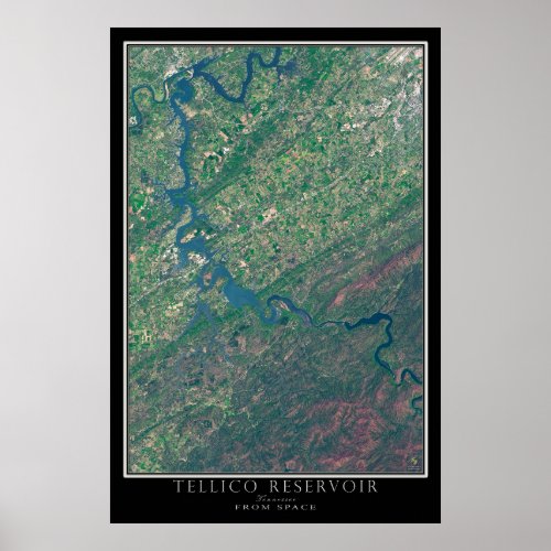 Tellico Lake Tennessee Satellite Poster Map