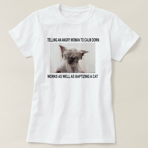 TELLING AN ANGRY WOMAN TO CALM DOWN T_Shirt