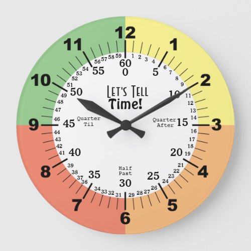 Telling Time Teacher and Classroom Tool Large Clock