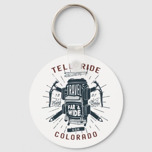 Telluride Colorado Backpack Gear Retro Travel Keychain