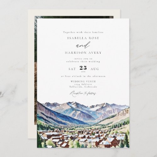 TELLURIDE Colorado Mountain Ski Travel Wedding Invitation