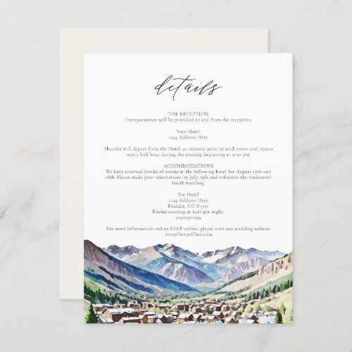 TELLURIDE COLORADO Mountain Travel Details Card