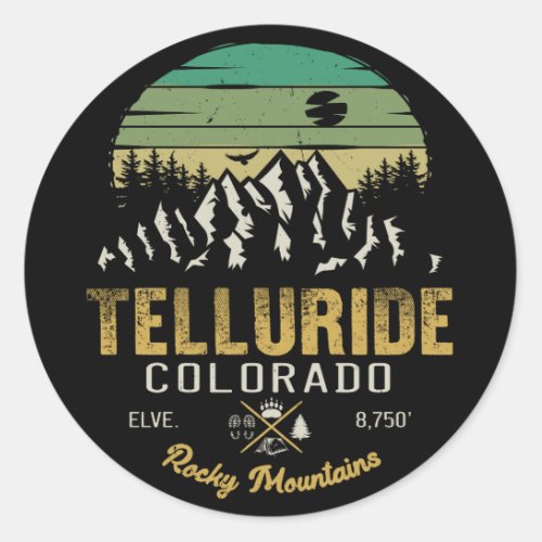 Telluride Colorado Mountains Minimalist Vintage Classic Round Sticker