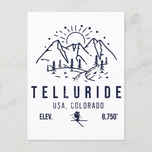 Telluride Colorado Mountains Minimalist Vintage Postcard