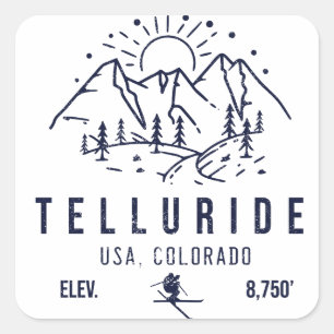 Telluride Colorado Mountains Minimalist Vintage Square Sticker